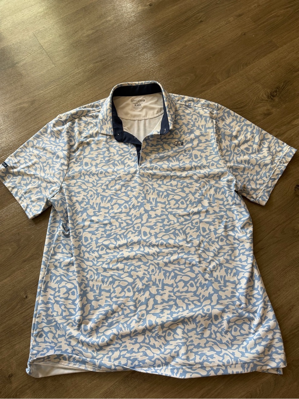 Good good Men's Light Blue Printed Polo with Contrast Collar
